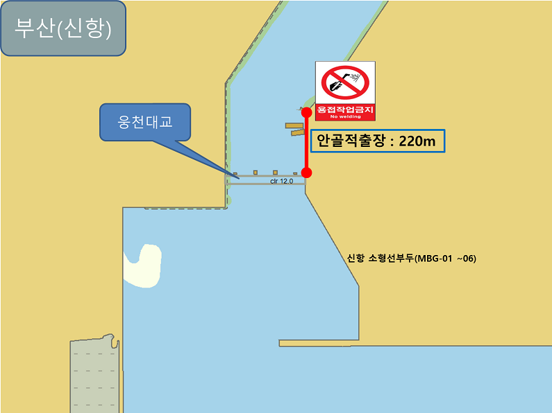 부산[신항] 안골적출장:220m. 웅천대교 . 신항 소형선부두(MBG-01 ~ 06)