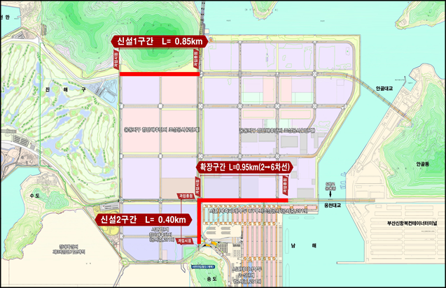 신항 서컨테이너부두 진입도로 건설공사 평면도