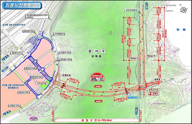 신항 남컨테이너부두 진입도로 건설공사 평면도